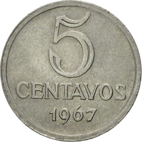 Brazil | 5 Centavos Coin | Effigy of Liberty | KM577.1 | 1967