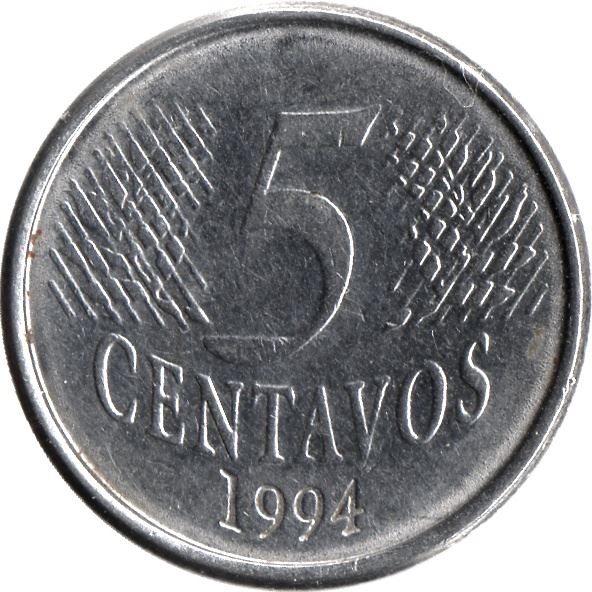 Brazil 5 Centavos Coin KM632 1994 - 1997