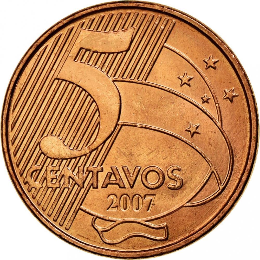 Brazil 5 Centavos Tiradentes Coin KM648 1998 - 2021