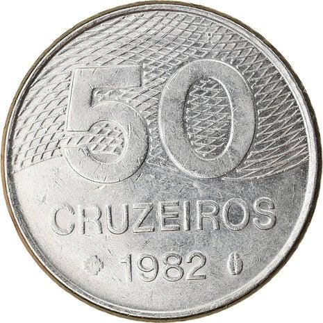 Brazil | 50 Cruzeiros Coin | Map of Brasilia | KM594.1 | 1981 - 1984