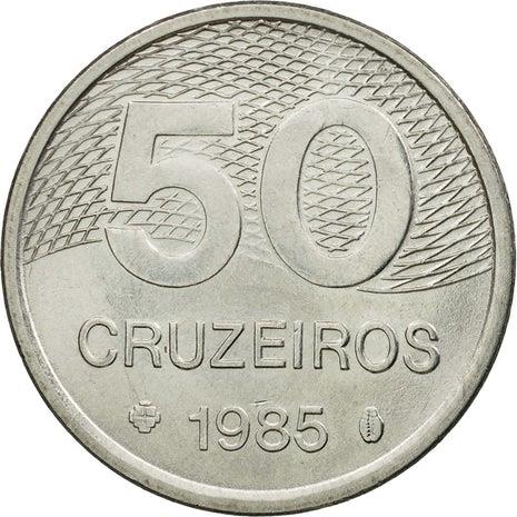 Brazil | 50 Cruzeiros | Map of Brasilia | KM594.2 | 1985 - 1986