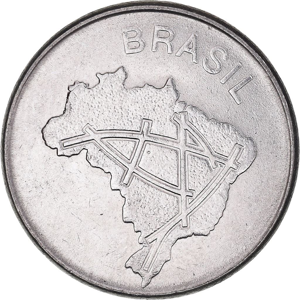 Brazilian 10 Cruzeiros Coin | KM592.1 | Brazil's main roads map | 1980 - 1984