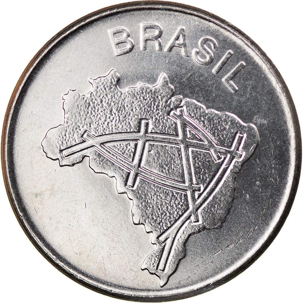 Brazilian 10 Cruzeiros Coin | KM592.1 | Brazil's main roads map | 1980 - 1984