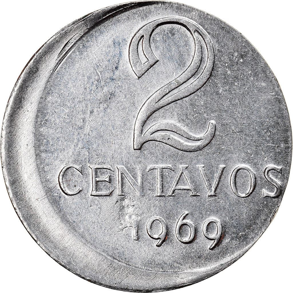 Brazilian 2 Centavos Coin | KM576.2 | Brazil's effigy of Liberty | 1969 - 1975