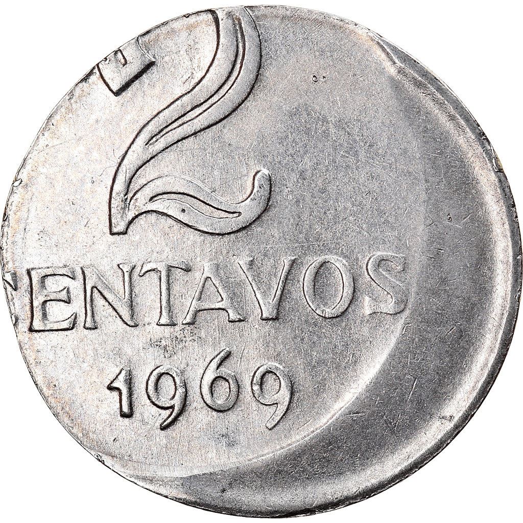 Brazilian 2 Centavos Coin | KM576.2 | Brazil's effigy of Liberty | 1969 - 1975