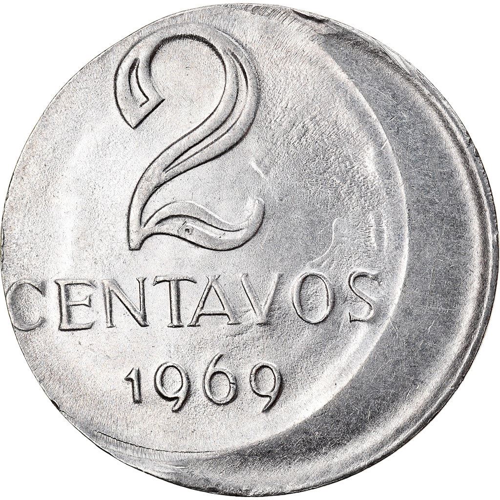 Brazilian 2 Centavos Coin | KM576.2 | Brazil's effigy of Liberty | 1969 - 1975