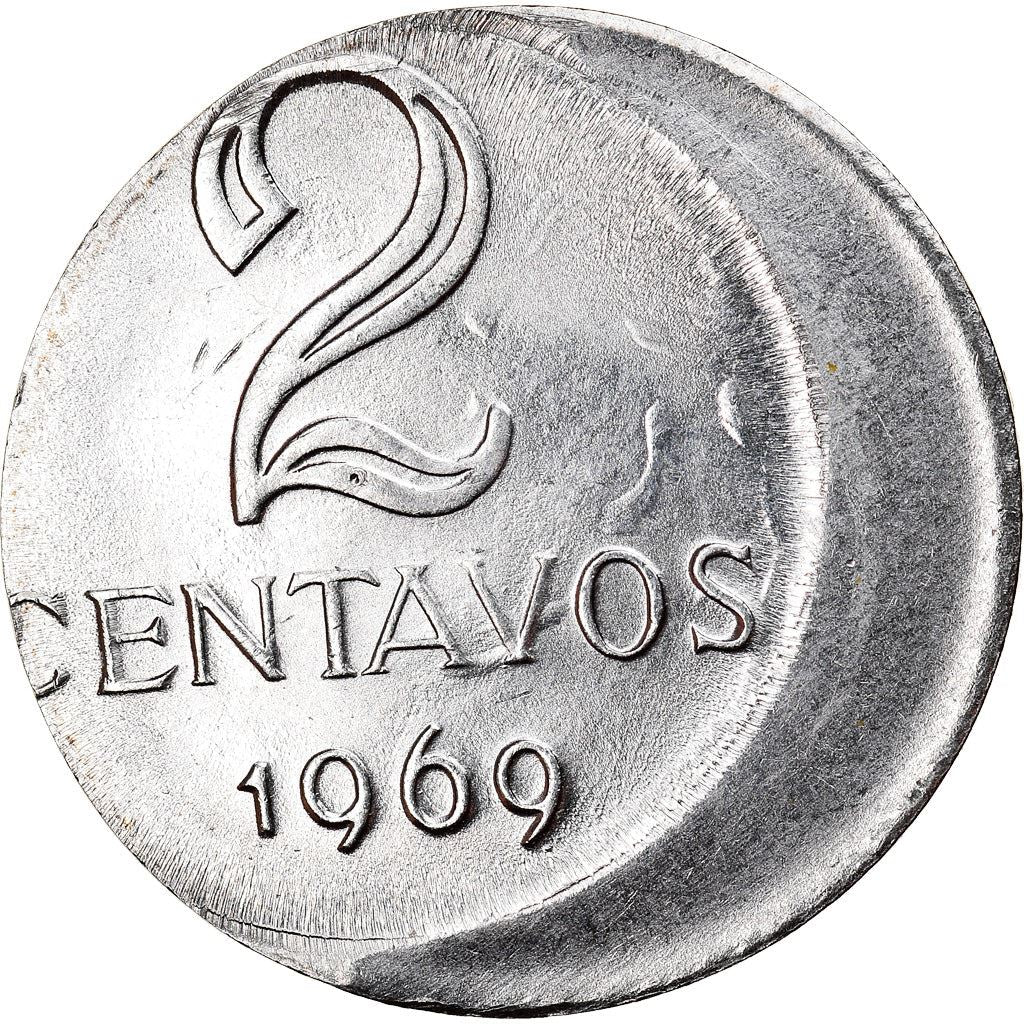 Brazilian 2 Centavos Coin | KM576.2 | Brazil's effigy of Liberty | 1969 - 1975