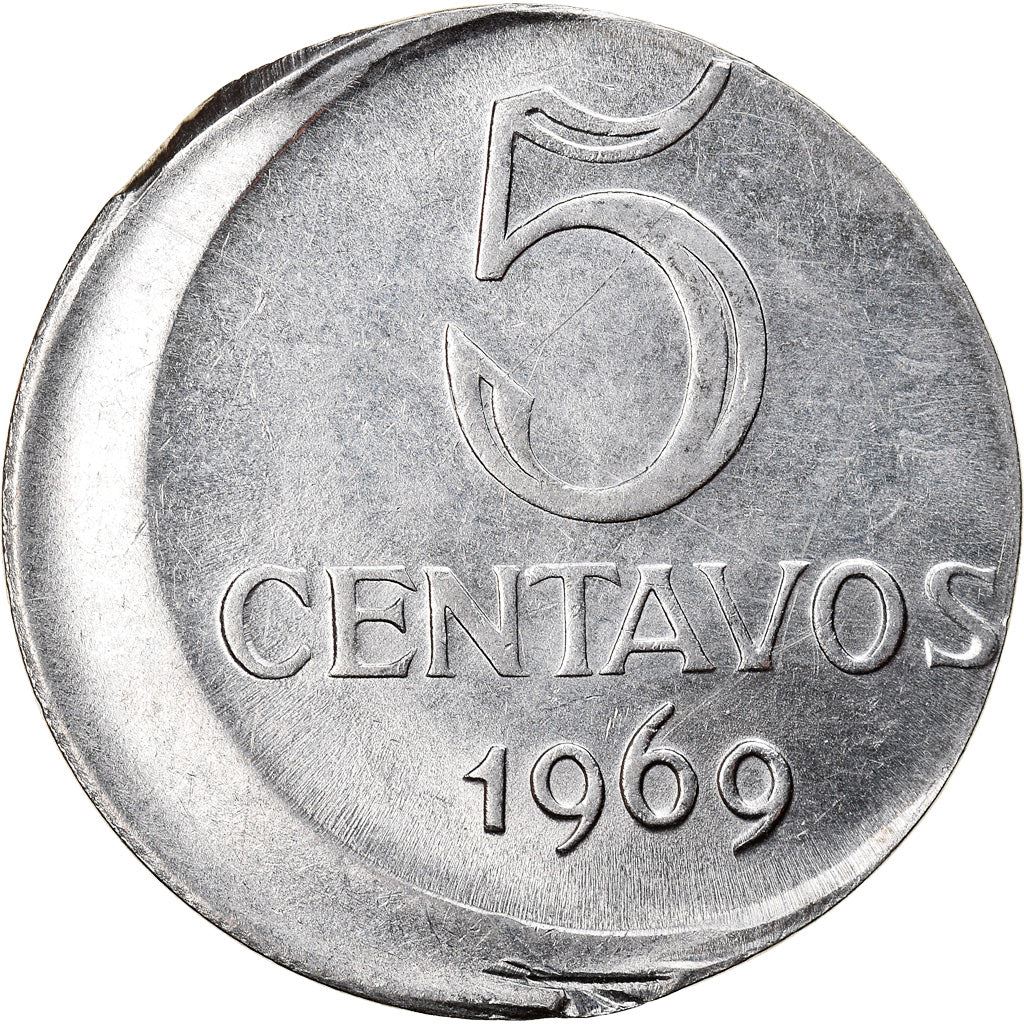 Brazilian 5 Centavos Coin | KM577.2 | Brazil's effigy of Liberty | 1969 - 1975