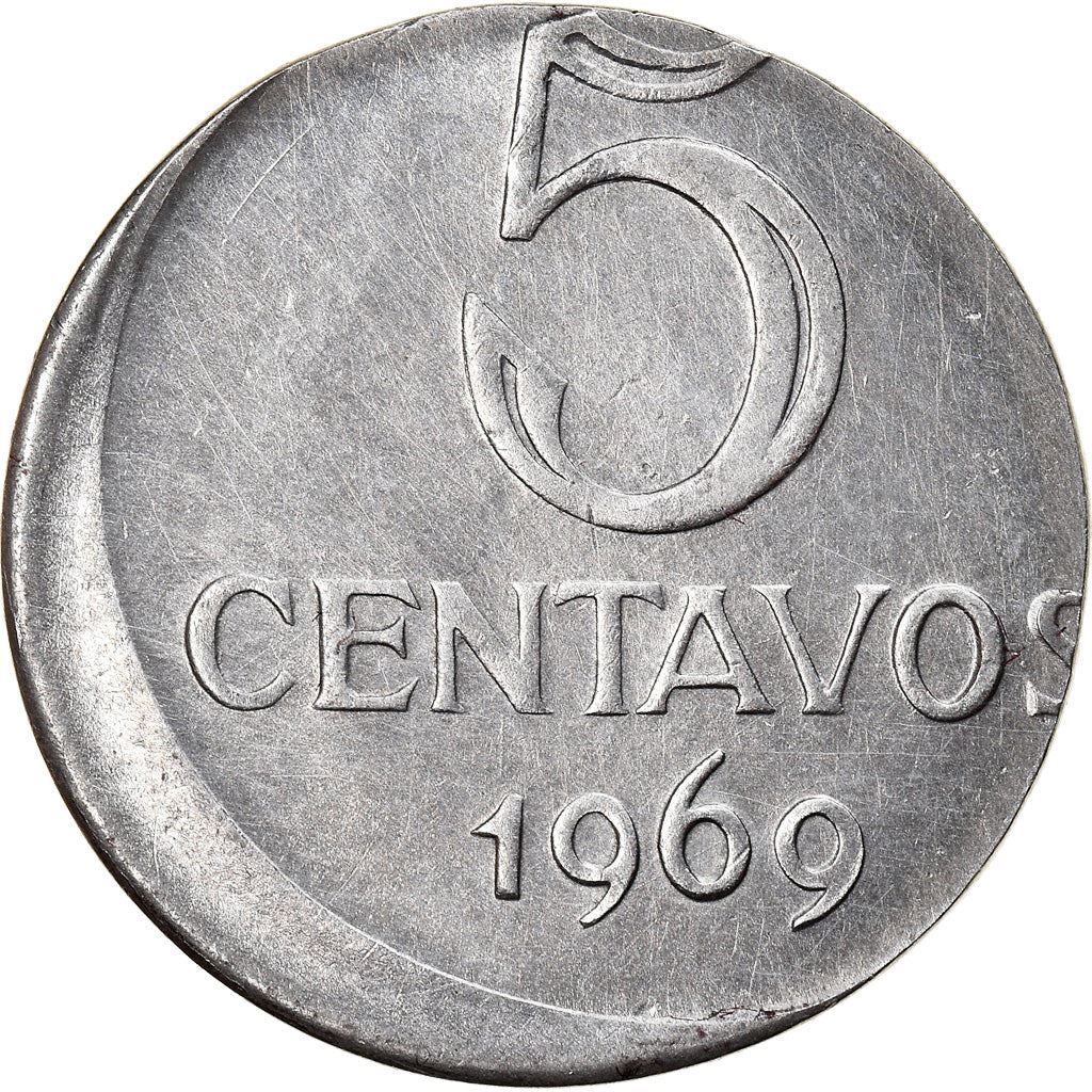 Brazilian 5 Centavos Coin | KM577.2 | Brazil's effigy of Liberty | 1969 - 1975