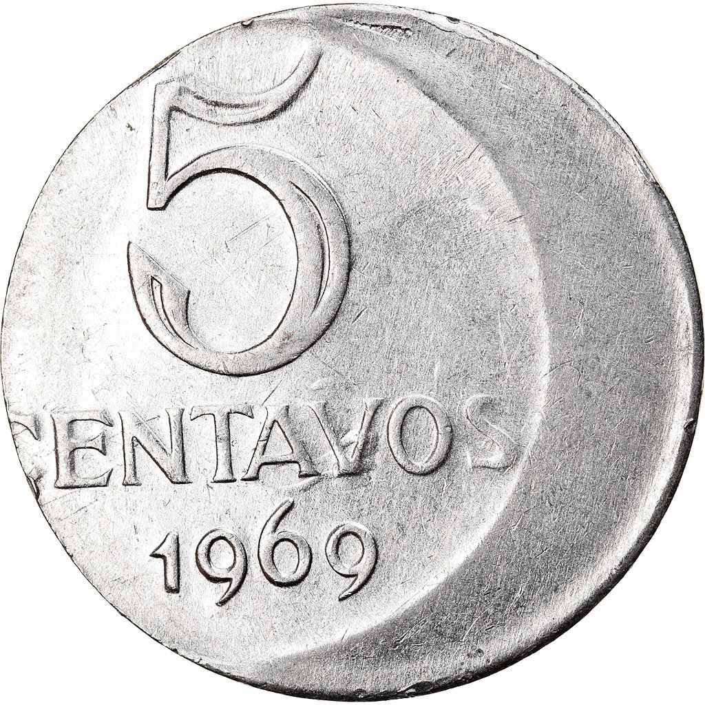 Brazilian 5 Centavos Coin | KM577.2 | Brazil's effigy of Liberty | 1969 - 1975