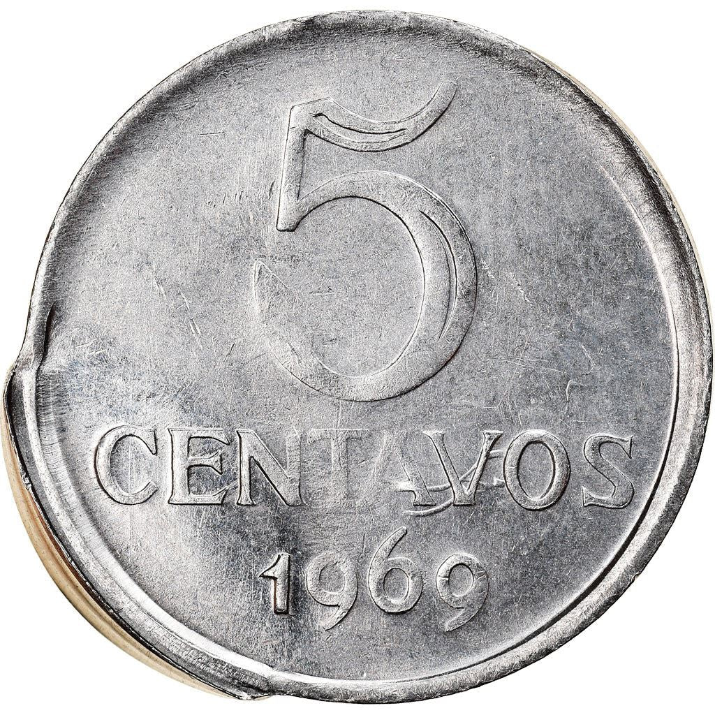 Brazilian 5 Centavos Coin | KM577.2 | Brazil's effigy of Liberty | 1969 - 1975