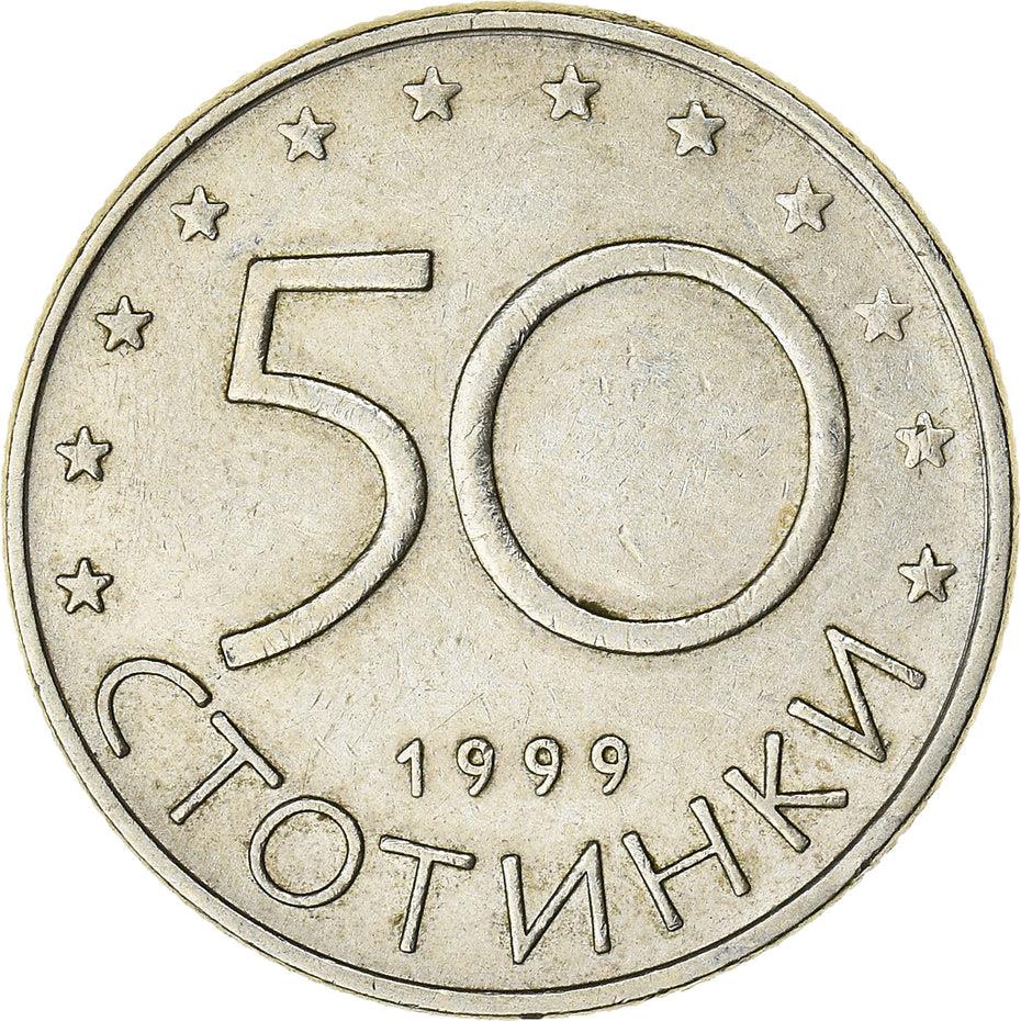 Bulgaria | 50 Stotinki Coin | Madara Horseman | Stars | KM242 | 1999 - 2002