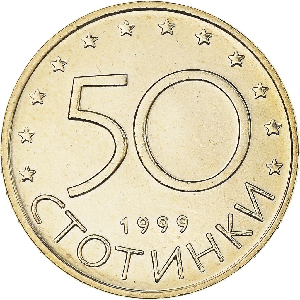 Bulgaria | 50 Stotinki Coin | Madara Horseman | Stars | KM242 | 1999 - 2002