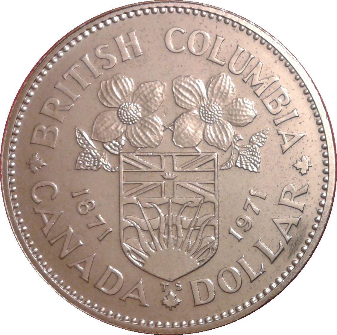 Canada 1 Dollar Coin | Queen Elizabeth II | British Columbia | KM79 | 1971