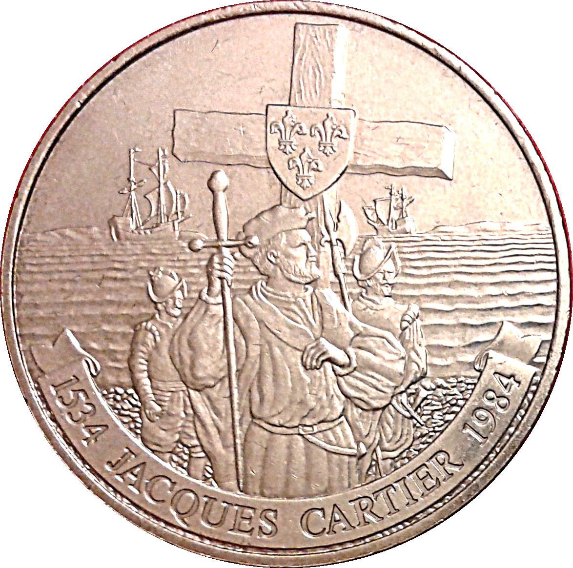 Canada 1 Dollar Coin | Queen Elizabeth II | Jacques Cartier | Ship | Soldier | KM141 | 1984