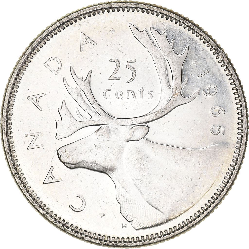 Canada 25 Cents Coin | Queen Elizabeth II | Reindeer | KM62 | 1965 - 1966