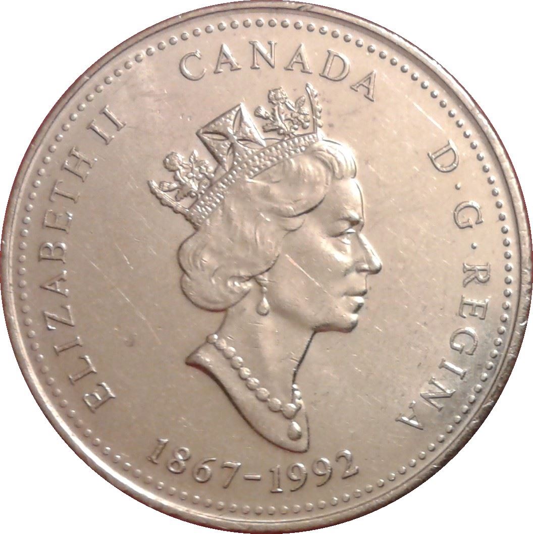 Canada 25 Cents Coin | Queen Elizabeth II | Saskatchewan | Train | KM233 | 1992