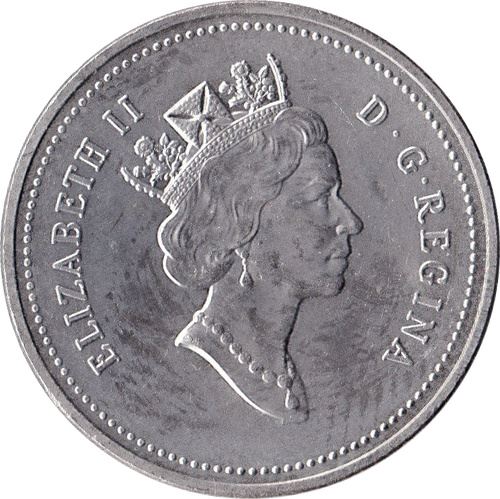 Canada 5 Cents Coin | Queen Elizabeth II | Beaver | Maple Leave | KM205 | 1992