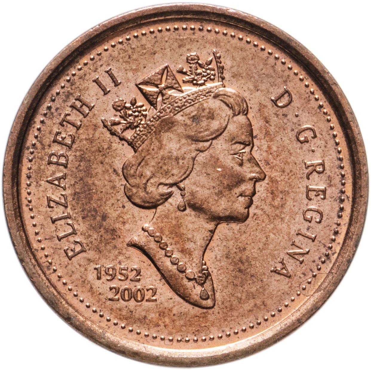 Canada Coin Canadian 1 Cent | Queen Elizabeth II | Golden Jubilee | Maple Leaf | KM445b | 2002