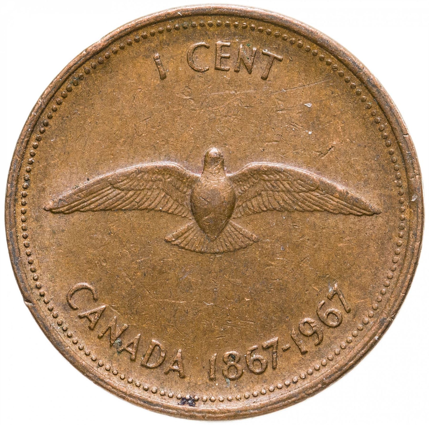 Canada Coin Canadian 1 Cent | Queen Elizabeth II | Rock Dove | KM65 | 1967