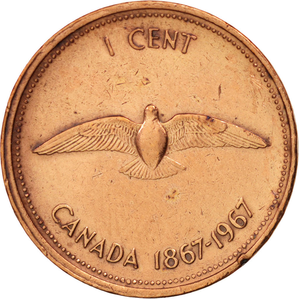 Canada Coin Canadian 1 Cent | Queen Elizabeth II | Rock Dove | KM65 | 1967