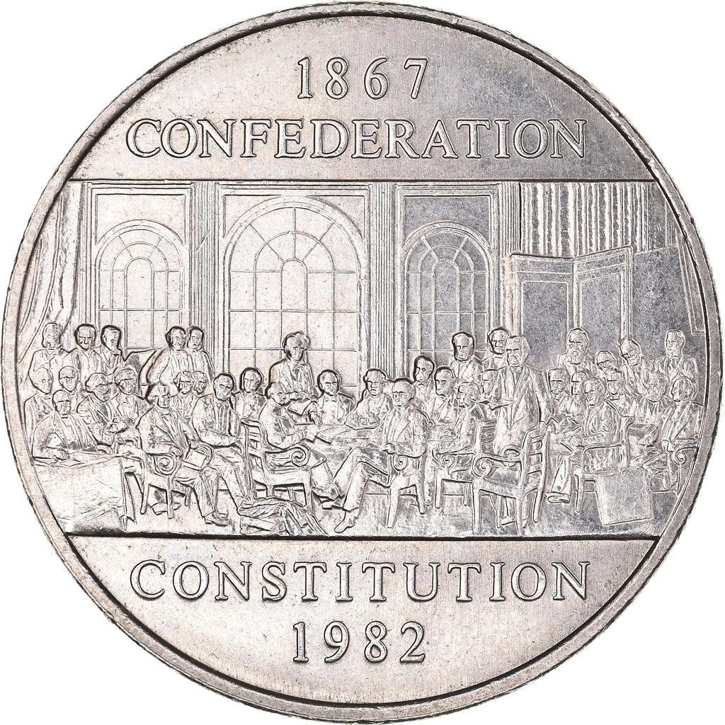 Canada Coin Canadian 1 Dollar | Queen Elizabeth II | Constitution | Fathers of Confederation | KM134 | 1982