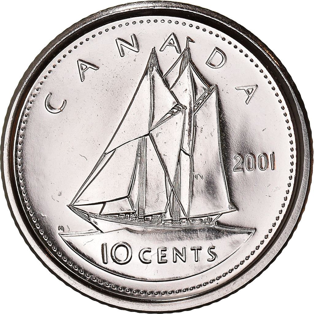 Canada Coin Canadian 10 Cents | Queen Elizabeth II | Bluenose Racing Ship | KM183b | 1999 - 2003