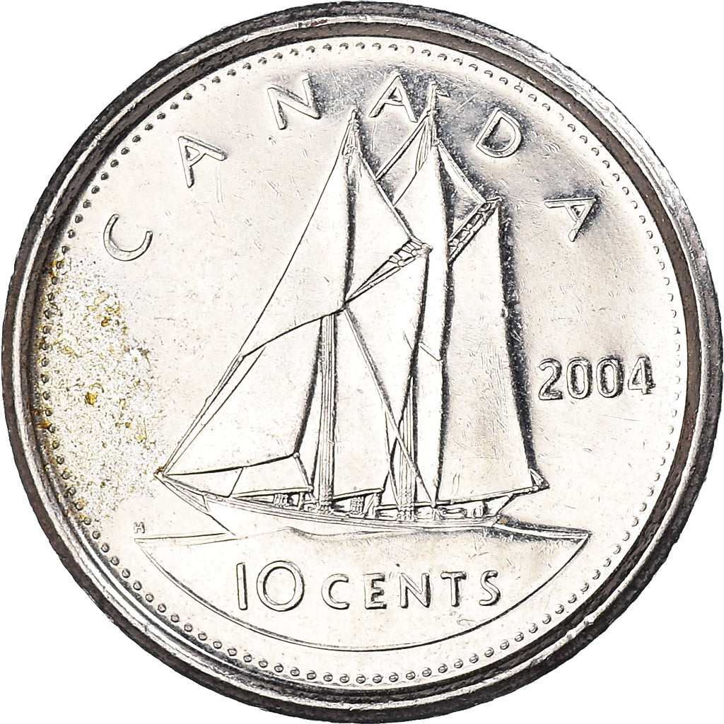 Canada Coin Canadian 10 Cents | Queen Elizabeth II | Bluenose Racing Ship | KM492 | 2003 - 2021