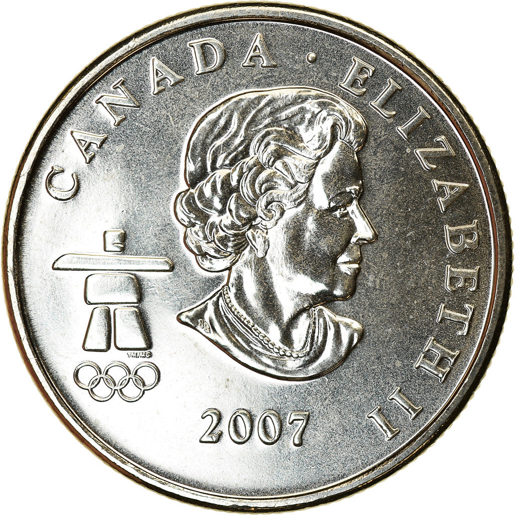 Canada Coin Canadian 25 Cents | Elizabeth II | Biathlon | Maple Leave | KM685 | 2007