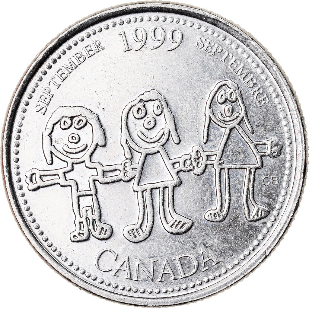 Canada Coin Canadian 25 Cents | Queen Elizabeth II | Children Painting | KM350 | 1999