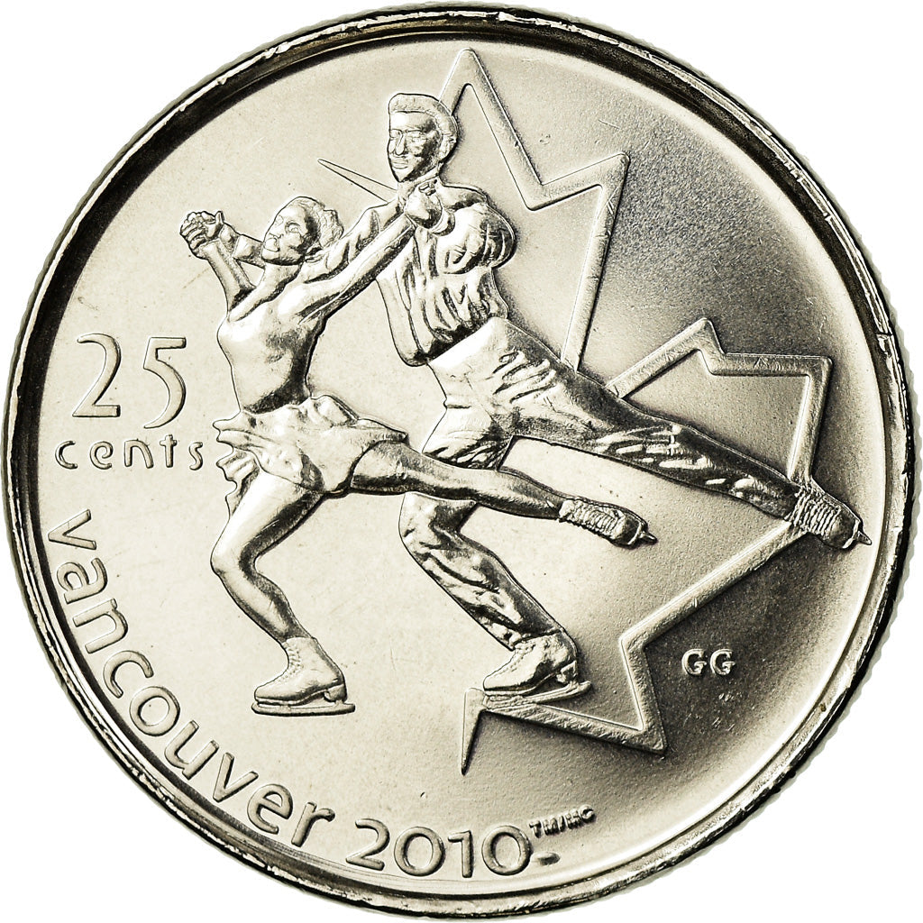 Canada Coin Canadian 25 Cents | Queen Elizabeth II | Figure Skating | KM766 | 2008