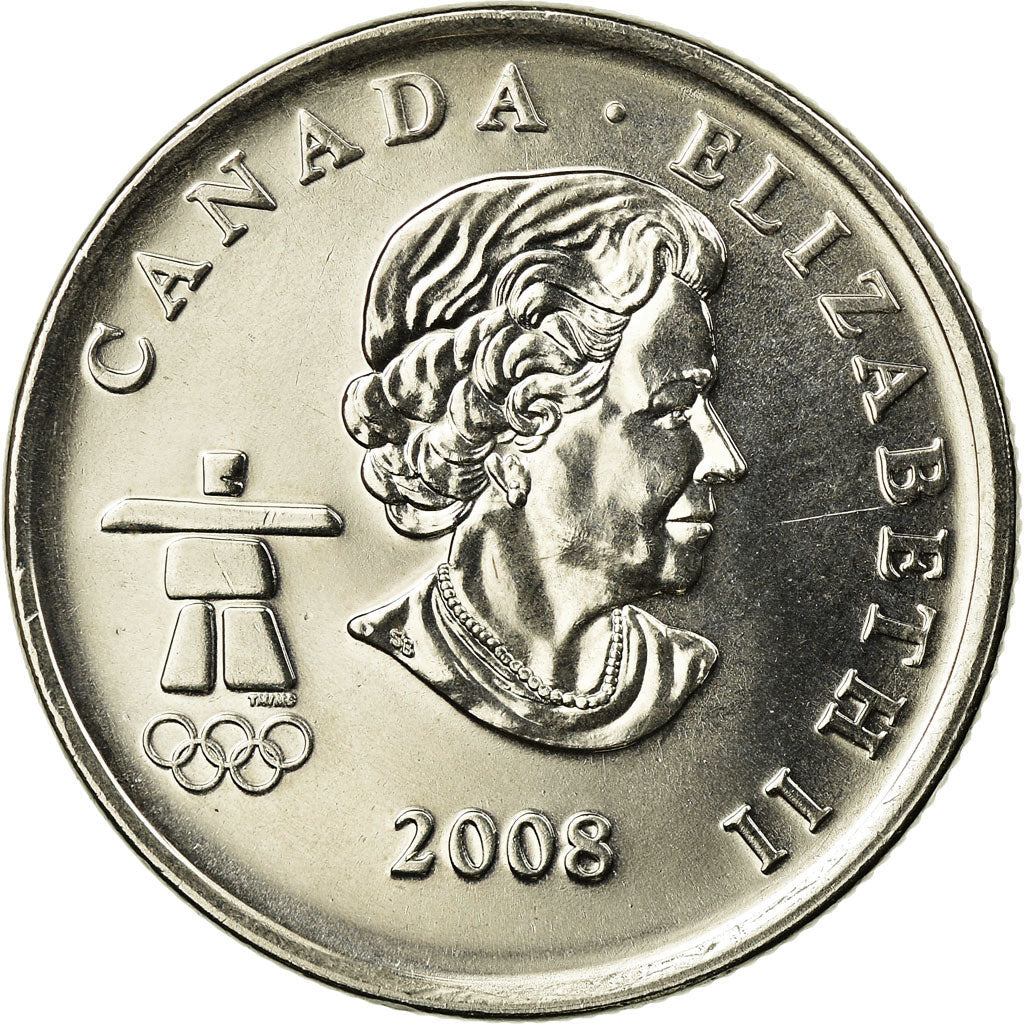 Canada Coin Canadian 25 Cents | Queen Elizabeth II | Freestyle skiing | KM765 | 2008