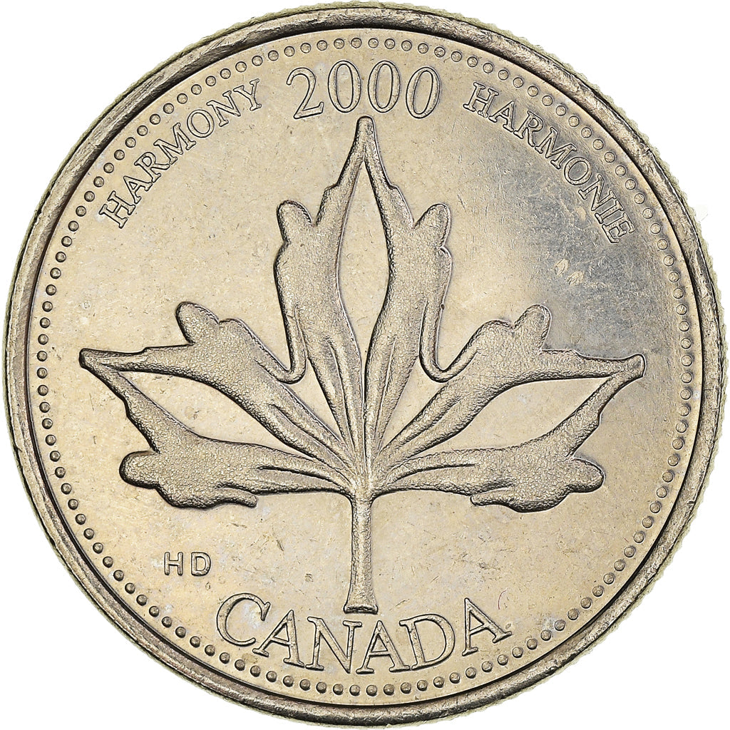 Canada Coin Canadian 25 Cents | Queen Elizabeth II | Harmony | Maple Leaf | KM377 | 2000