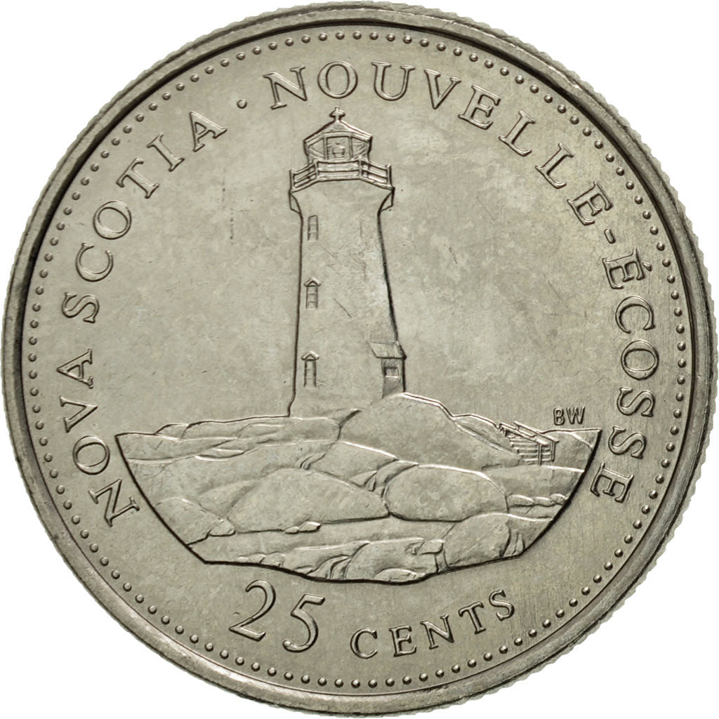 Canada Coin Canadian 25 Cents | Queen Elizabeth II | Lighthouse | Peggys Cove | New Scotia | KM231 | 1992