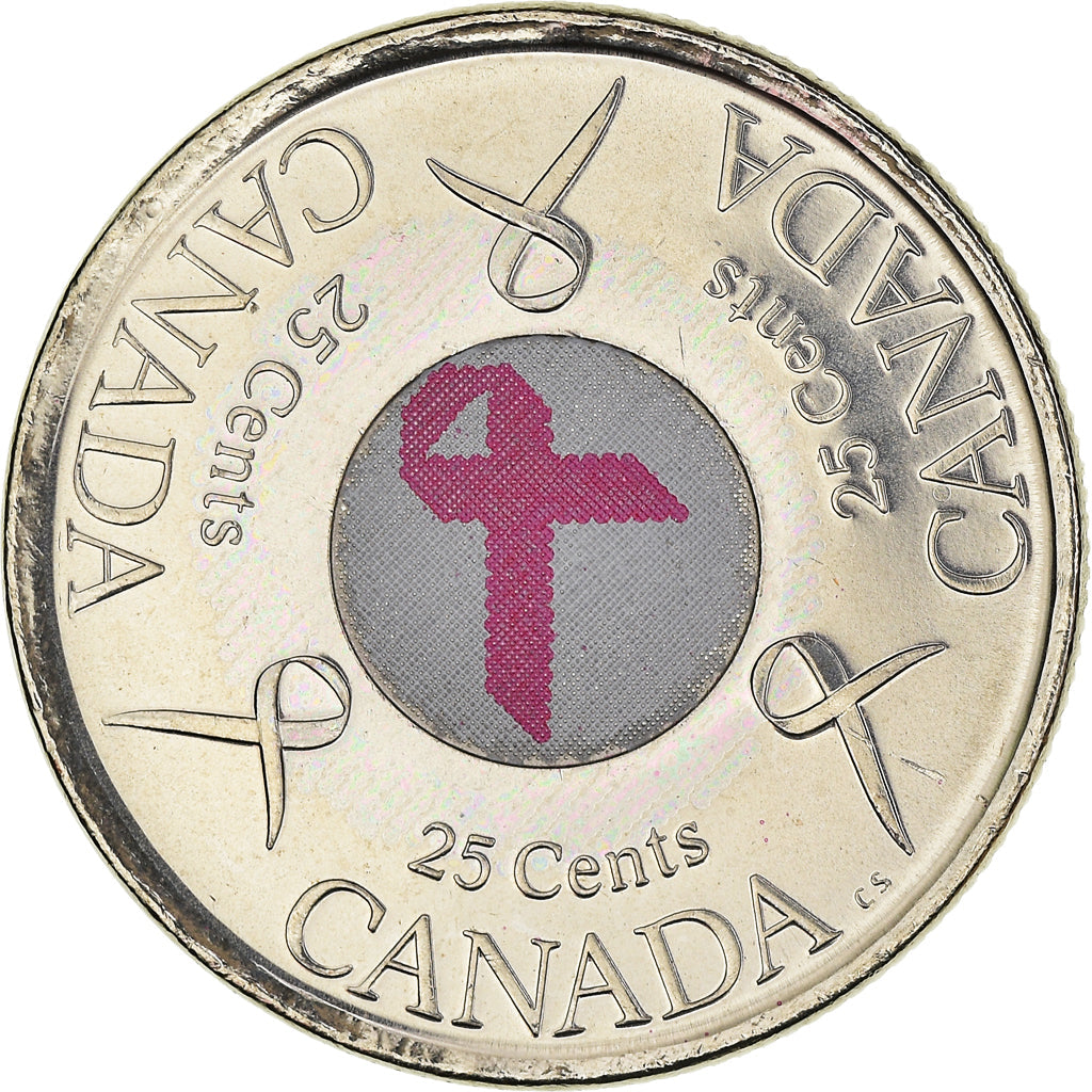 Canada Coin Canadian 25 Cents | Queen Elizabeth II | Pink Ribbon | KM635 | 2006