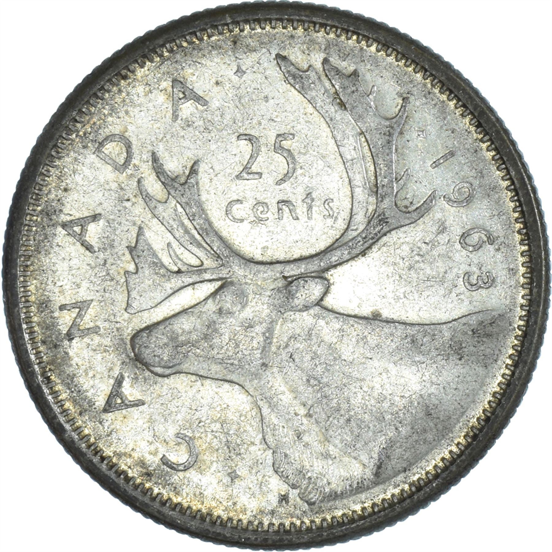 Canada Coin Canadian 25 Cents | Queen Elizabeth II | Raindeer | KM52 | 1953 - 1964