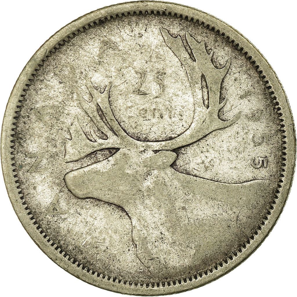 Canada Coin Canadian 25 Cents | Queen Elizabeth II | Raindeer | KM52 | 1953 - 1964