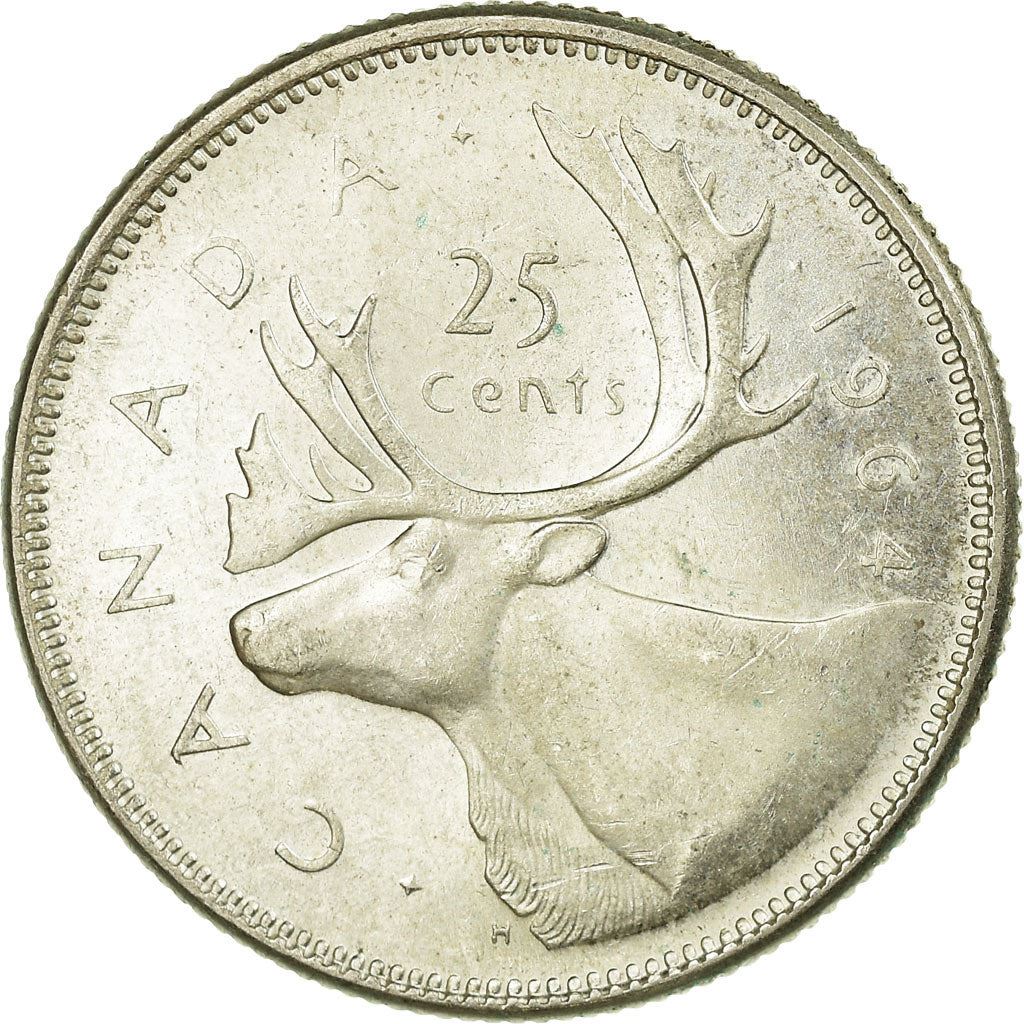 Canada Coin Canadian 25 Cents | Queen Elizabeth II | Raindeer | KM52 | 1953 - 1964