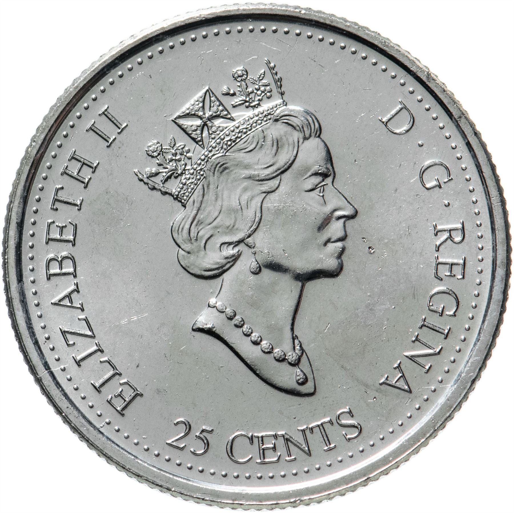 Canada Coin Canadian 25 Cents | Queen Elizabeth II | Reindeer | KM184b | 1999 - 2003