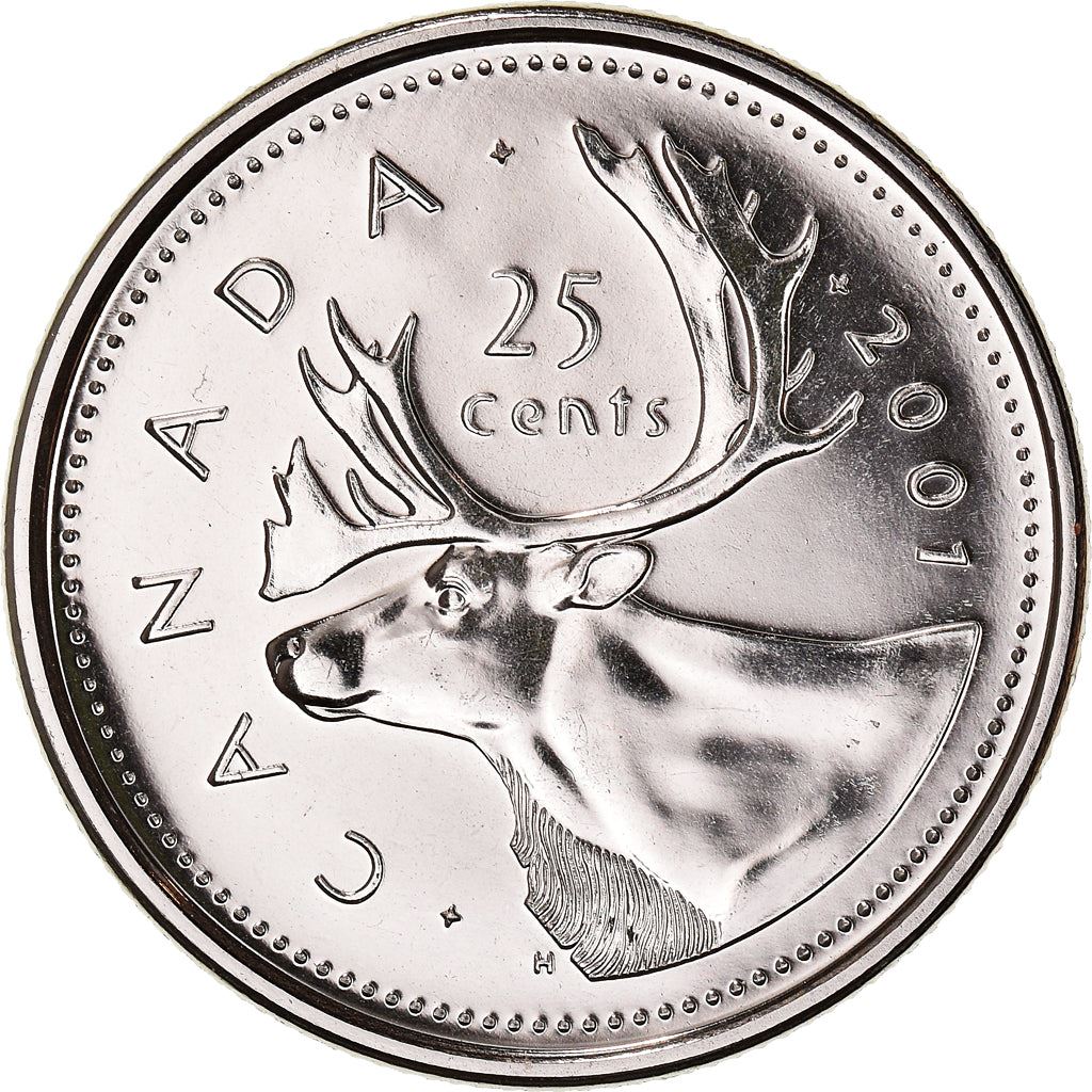 Canada Coin Canadian 25 Cents | Queen Elizabeth II | Reindeer | KM184b | 1999 - 2003