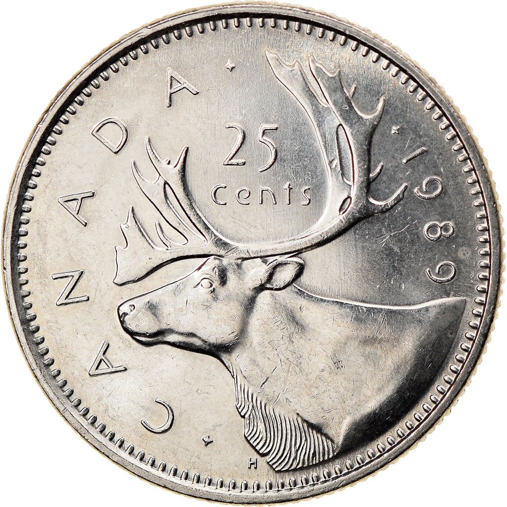 Canada Coin Canadian 25 Cents | Queen Elizabeth II | Reindeer | KM74 | 1979 - 1989