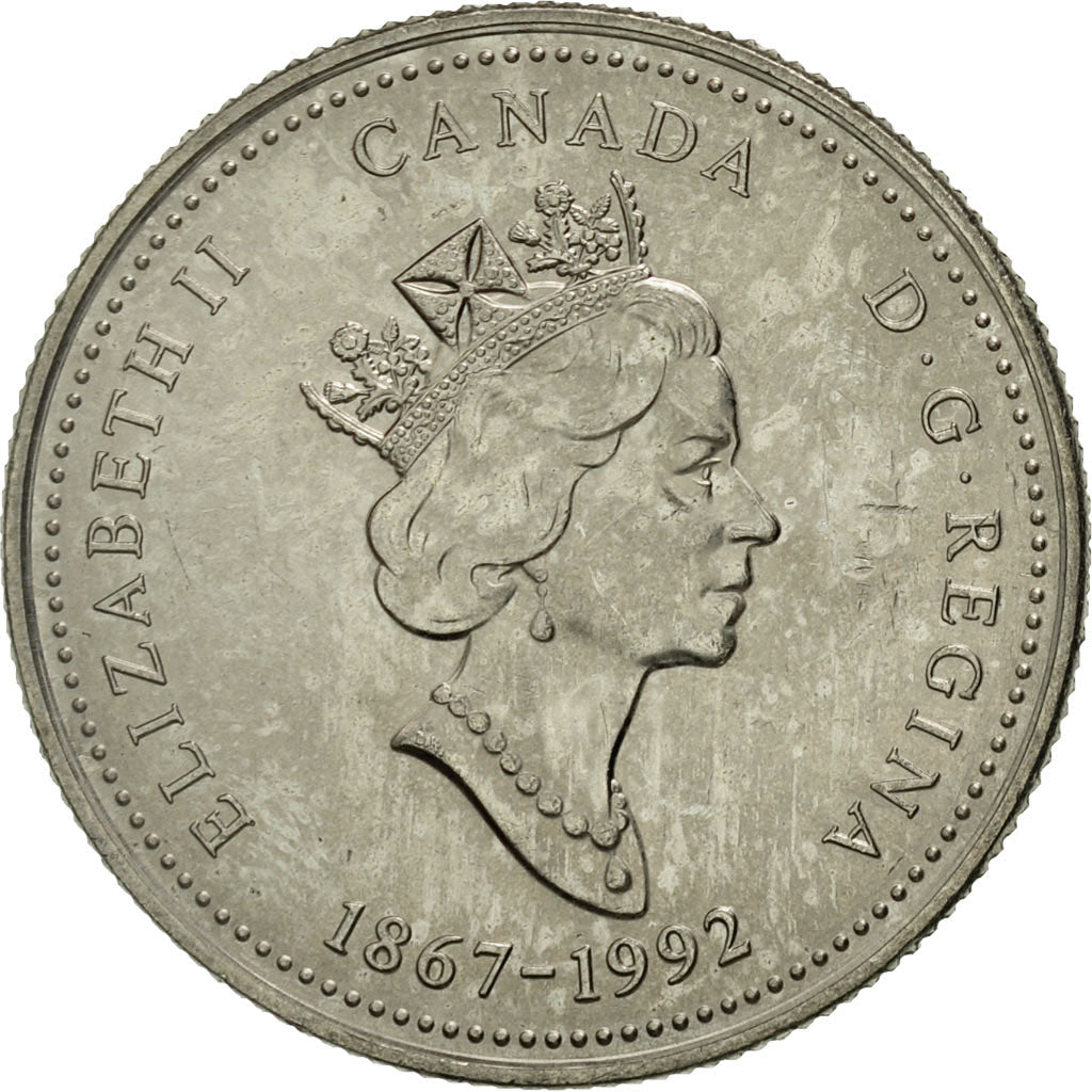 Canada Coin Canadian 25 Cents | Queen Elizabeth II | Sailboats | Perce Rock | KM234 | 1992