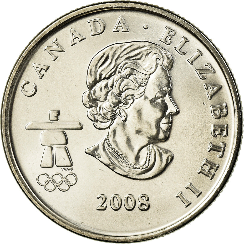 Canada Coin Canadian 25 Cents | Queen Elizabeth II | Snowboarding | KM768 | 2008