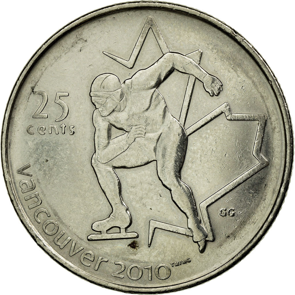 Canada Coin Canadian 25 Cents | Queen Elizabeth II | Speed Skating | KM842 | 2009