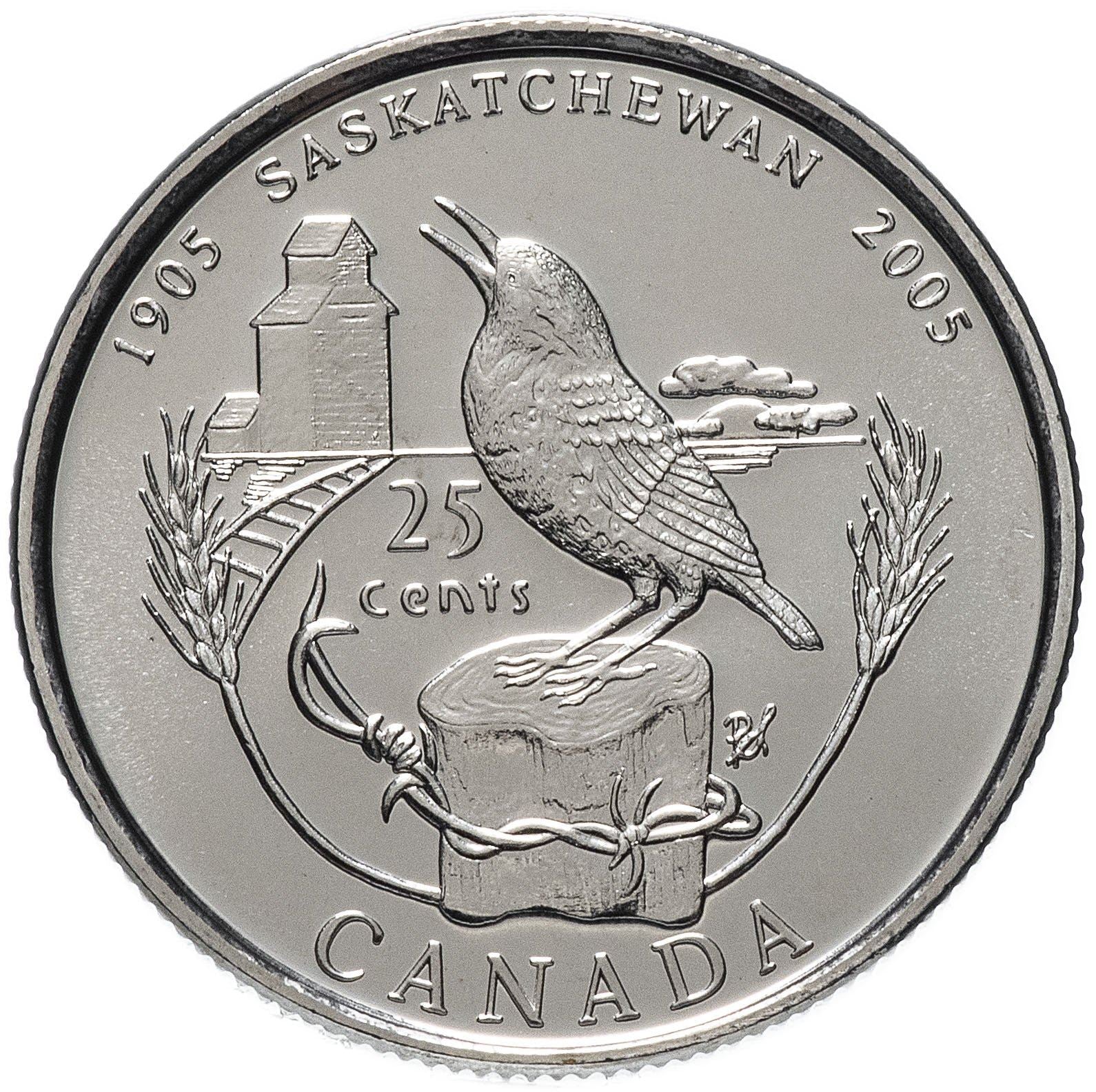 Canada Coin Canadian 25 Cents | Queen Elizabeth II | Western Meadowlark | KM532 | 2005