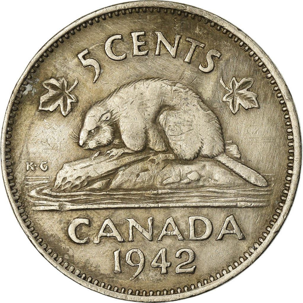 Canada Coin Canadian 5 Cents | King George VI | Beaver | Maple Leave | KM33 | 1937 - 1942