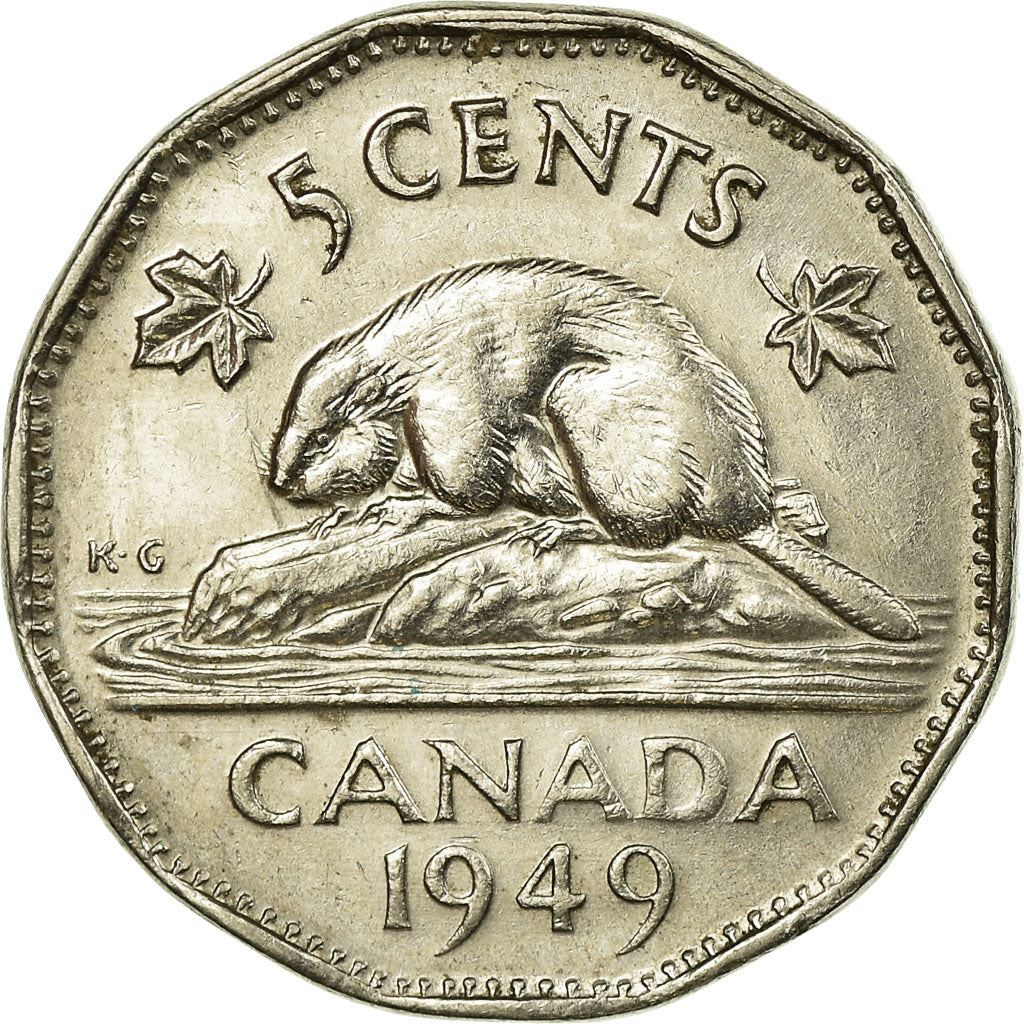 Canada Coin Canadian 5 Cents | King George VI | Beaver | Maple Leave | KM42 | 1948 - 1950