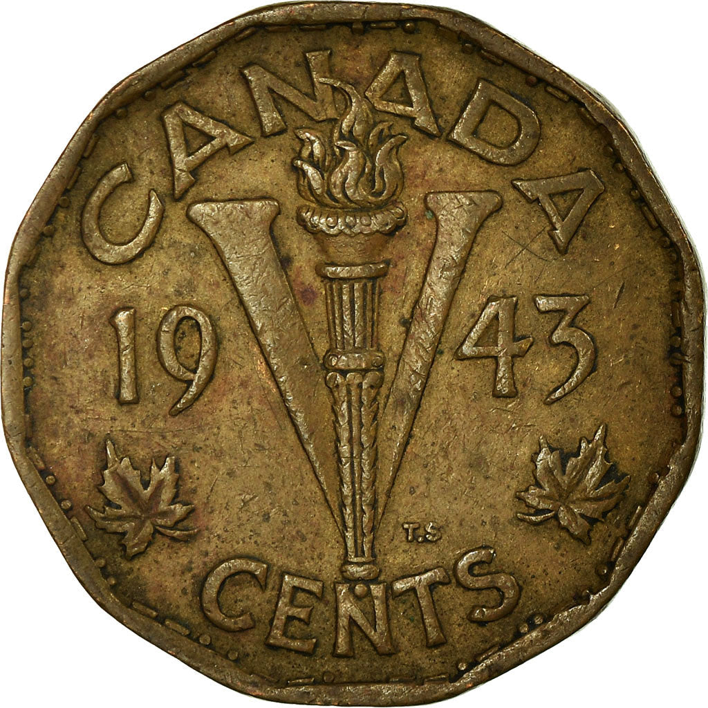 Canada Coin Canadian 5 Cents | King George VI | Torch | KM40 | 1943 - 1944