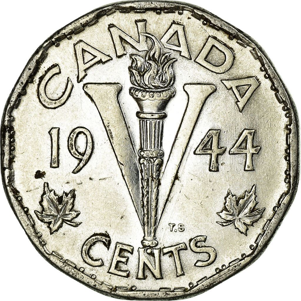 Canada Coin Canadian 5 Cents | King George VI | Torch | KM40a | 1944 - 1945