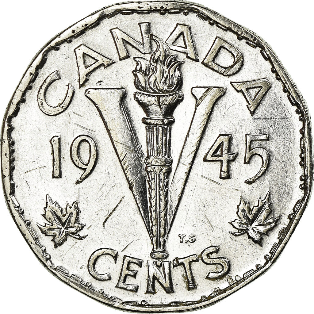 Canada Coin Canadian 5 Cents | King George VI | Torch | KM40a | 1944 - 1945